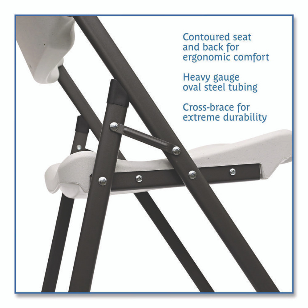 ICEBERG ENTERPRISES 64003 Rough n Ready Commercial Folding Chair, Supports Up to 350 lb, 15.25" Seat Height, Platinum Seat, Platinum Back, Black Base
