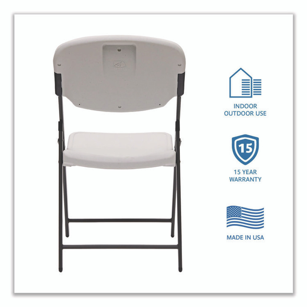 ICEBERG ENTERPRISES 64003 Rough n Ready Commercial Folding Chair, Supports Up to 350 lb, 15.25" Seat Height, Platinum Seat, Platinum Back, Black Base