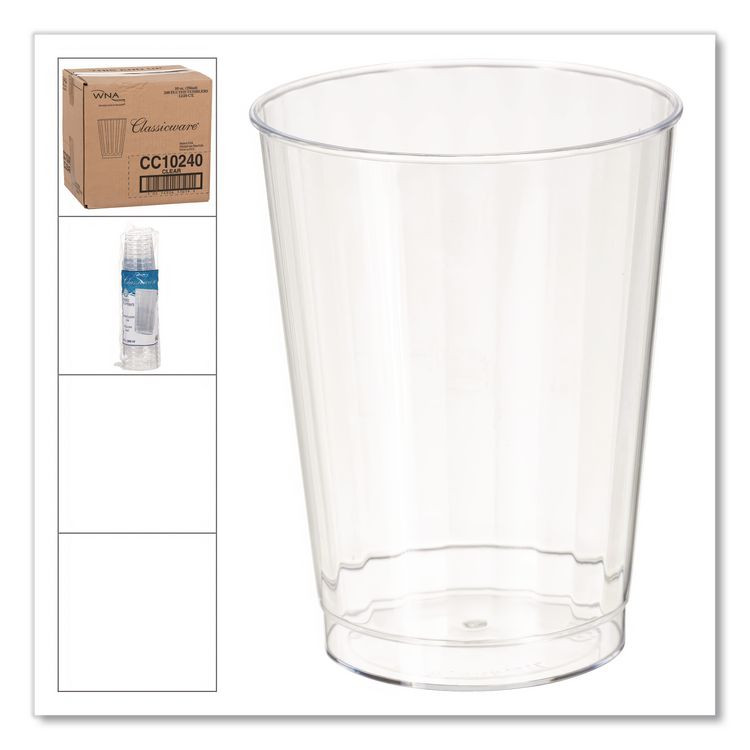 WNA, INC. CC10240 Classic Crystal Plastic Tumblers, 10 oz, Clear, Fluted, Tall, 20/Pack, 12 Packs/Carton