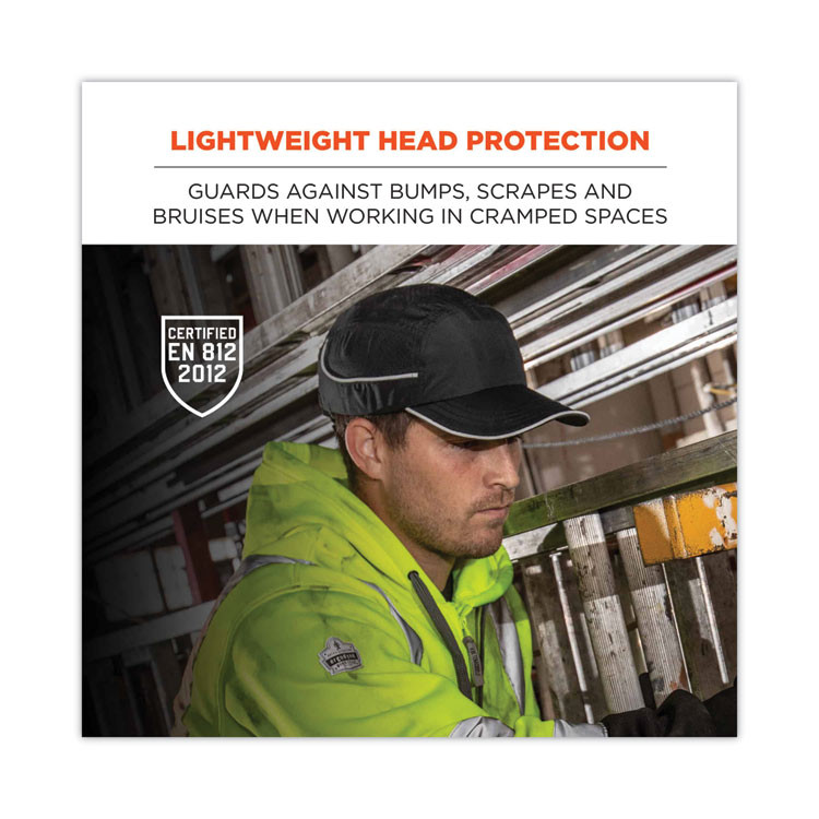 TENACIOUS HOLDINGS, INC. ergodyne® 23338 Skullerz 8965 Lightweight Bump Cap Hat with LED Lighting, Short Brim, Navy