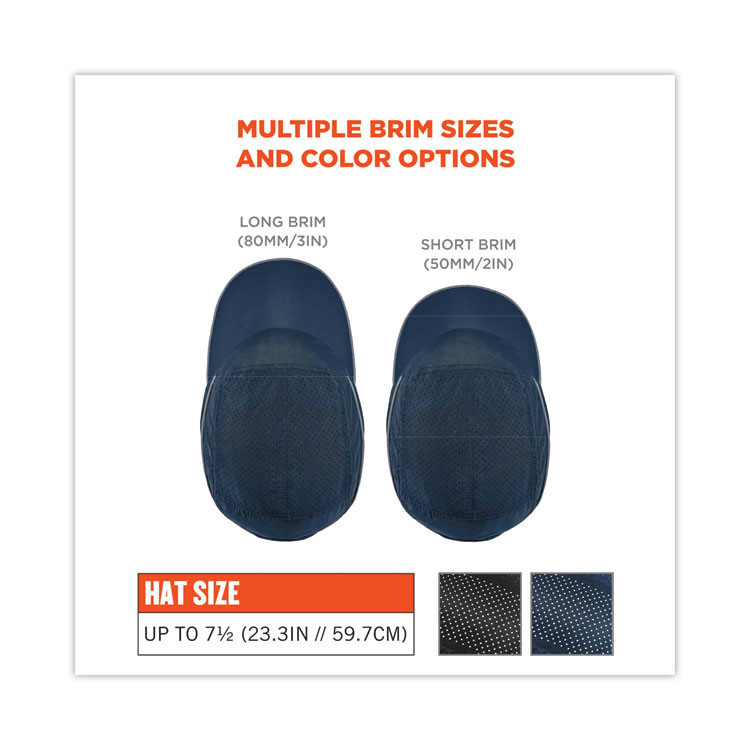 TENACIOUS HOLDINGS, INC. ergodyne® 23338 Skullerz 8965 Lightweight Bump Cap Hat with LED Lighting, Short Brim, Navy