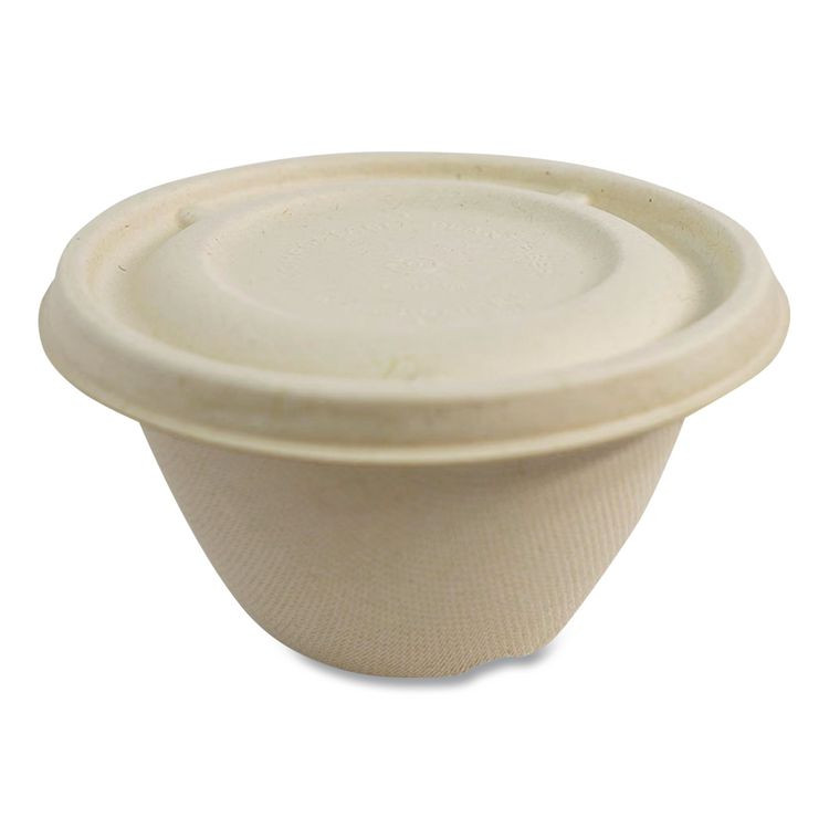 WORLD CENTRIC BBLSC12NLF Fiber Lids for Fiber Barrel Bowls, 4.7" Diameter, Natural, Paper, 500/Carton