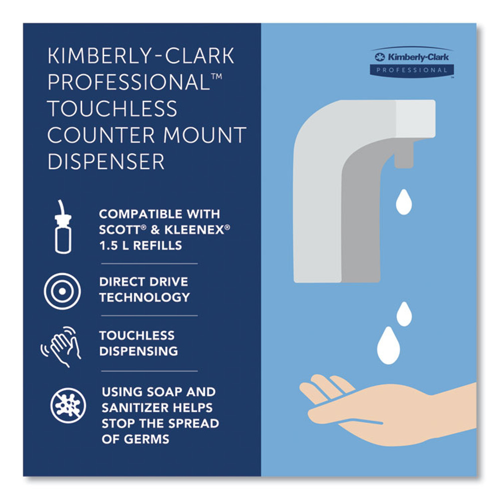 KIMBERLY CLARK Kimberly-Clark Professional* 47604 Touchless Counter Mount Skin Care Dispenser, 1.5 L, 2.12 x 4.25 x 5.56, Chrome