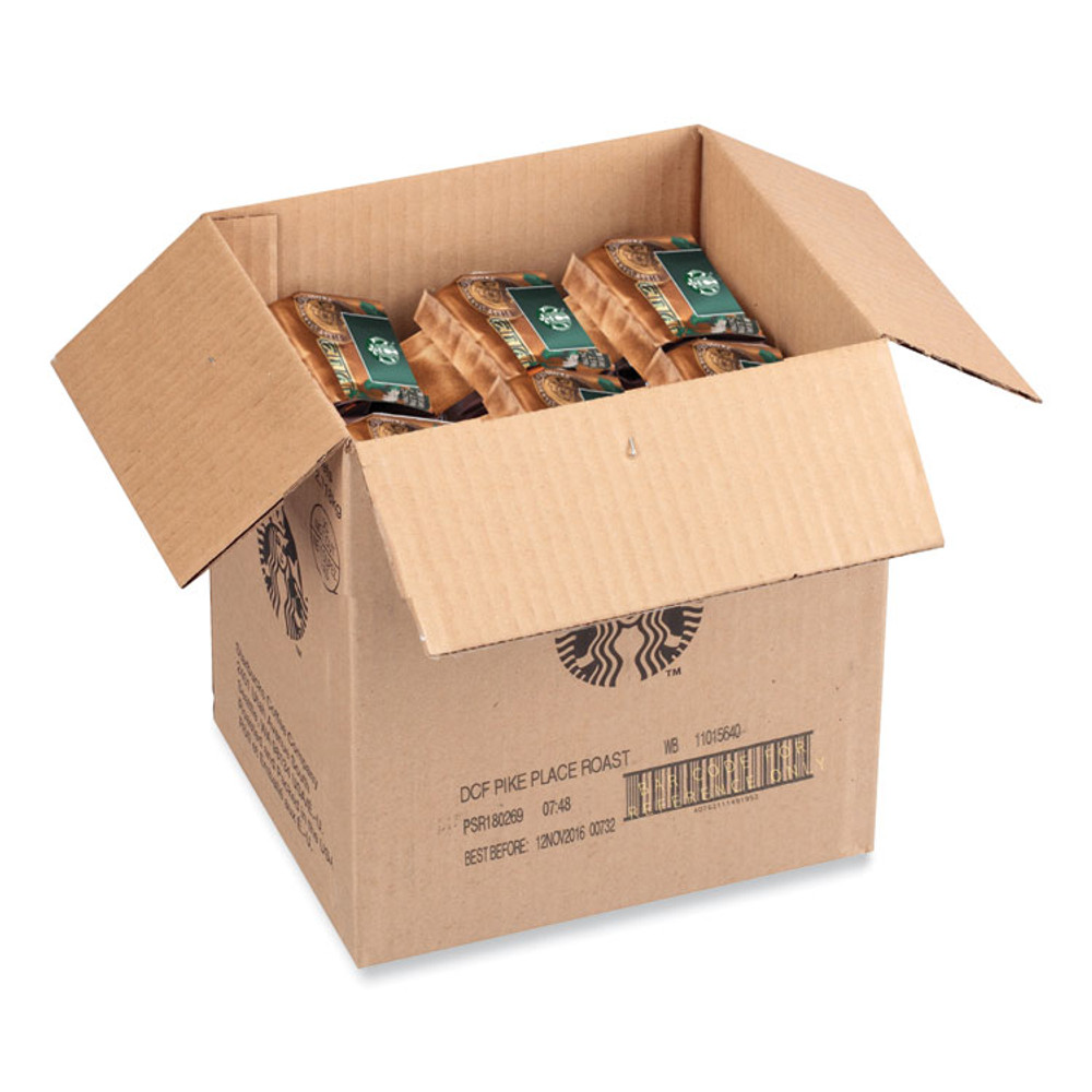 STARBUCKS COFFEE COMPANY 12540222 Whole Bean Coffee, Decaffeinated, Pike Place, 1 lb, Bag