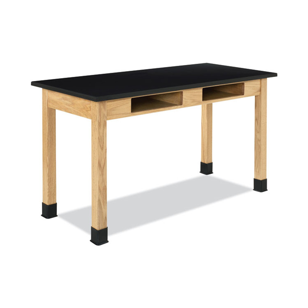 DIVERSIFIED WOODCRAFTS, INC. Spaces™ C7206K30N Classroom Book Compartment Science Table, 54w x 24d x 30h, Black Epoxy Resin Top, Oak Base
