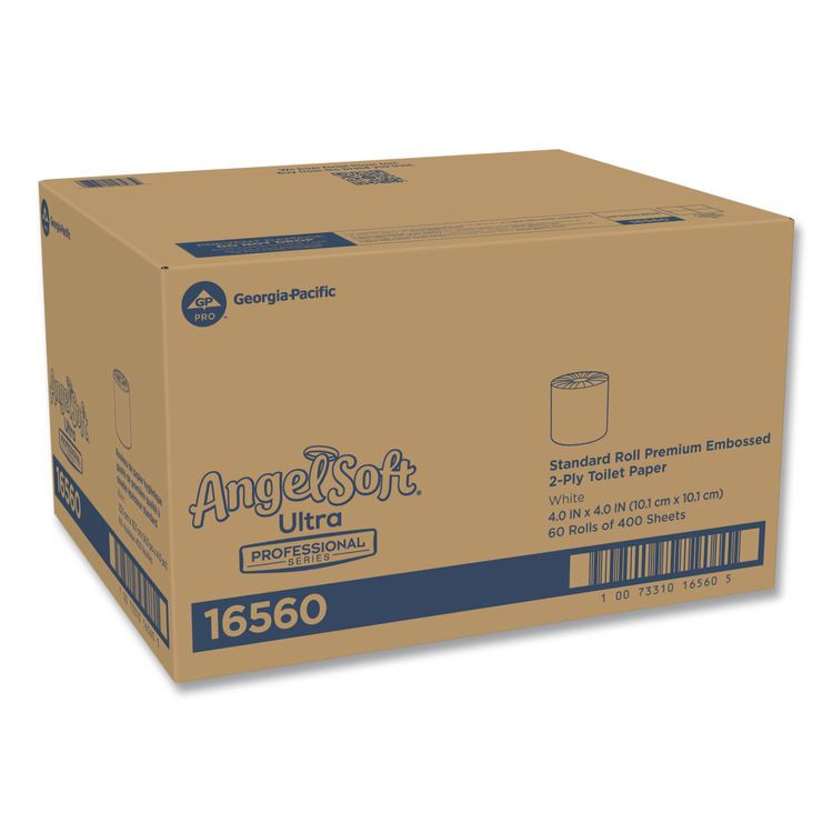 GEORGIA PACIFIC Professional 16560 Angel Soft ps Ultra Two-Ply Premium Bathroom Tissue, Septic-Safe, White, 400 Sheets/Roll, 60 Rolls/Carton
