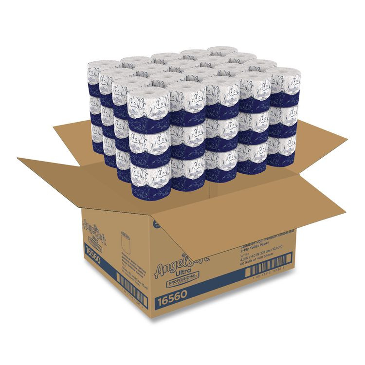 GEORGIA PACIFIC Professional 16560 Angel Soft ps Ultra Two-Ply Premium Bathroom Tissue, Septic-Safe, White, 400 Sheets/Roll, 60 Rolls/Carton