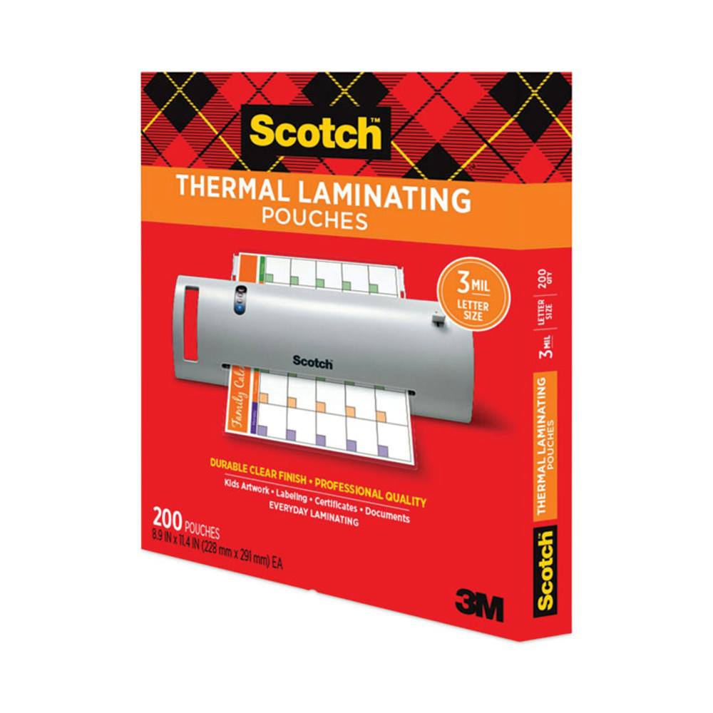 3M/COMMERCIAL TAPE DIV. Scotch™ TP3854200 Laminating Pouches, 3 mil, 9" x 11.5", Gloss Clear, 200/Pack