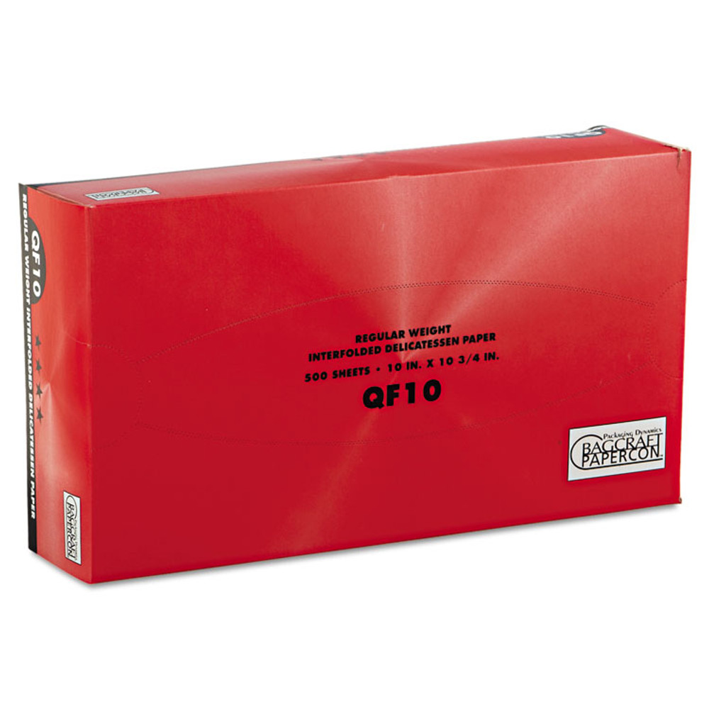 BAGCRAFT 011010 QF10 Interfolded Dry Wax Deli Paper, 10 x 10.25, White, 500/Box, 12 Boxes/Carton