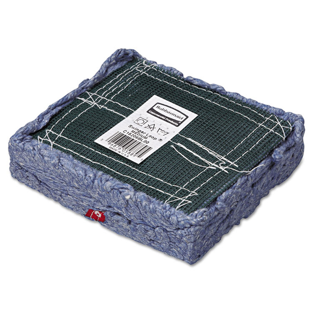 RUBBERMAID COMMERCIAL PROD. C152 BLU Swinger Loop Wet Mop Head, Medium, Cotton/Synthetic, Blue, 6/Carton