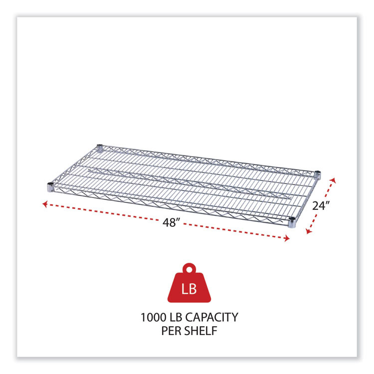 ALERA SW58-4824SR Industrial Wire Shelving Extra Wire Shelves, 48w x 24d, Silver, 2 Shelves/Carton