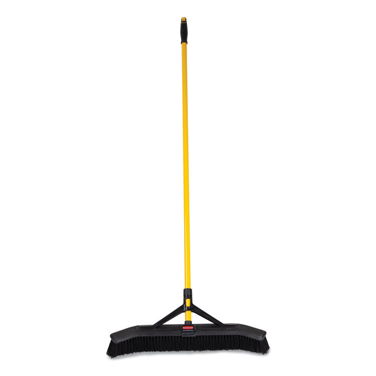 RUBBERMAID COMMERCIAL PROD. 2186280 Maximizer Push-to-Center Broom, 24", Polypropylene Bristles, Yellow/Black