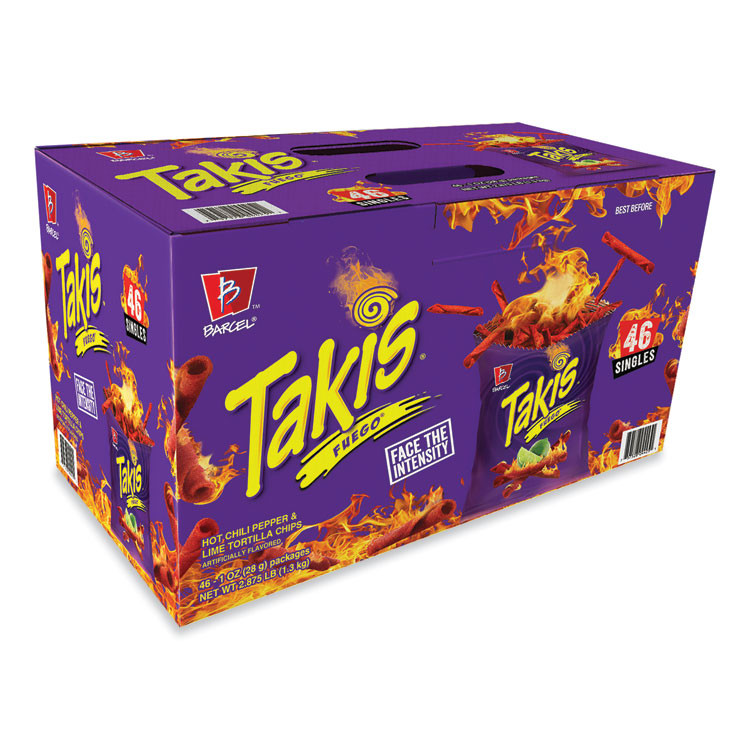GRUPO BIMBO Takis® 22002045 Fuego, 1 oz Bags, 46 Bags/Carton