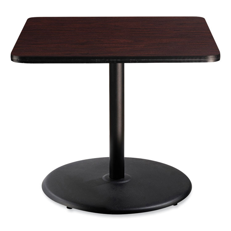 NATIONAL PUBLIC SEATING NPS® CT33636RD1MY Cafe Table, 36w x 36d x 30h, Square Top/Round Base, Mahogany Top, Black Base