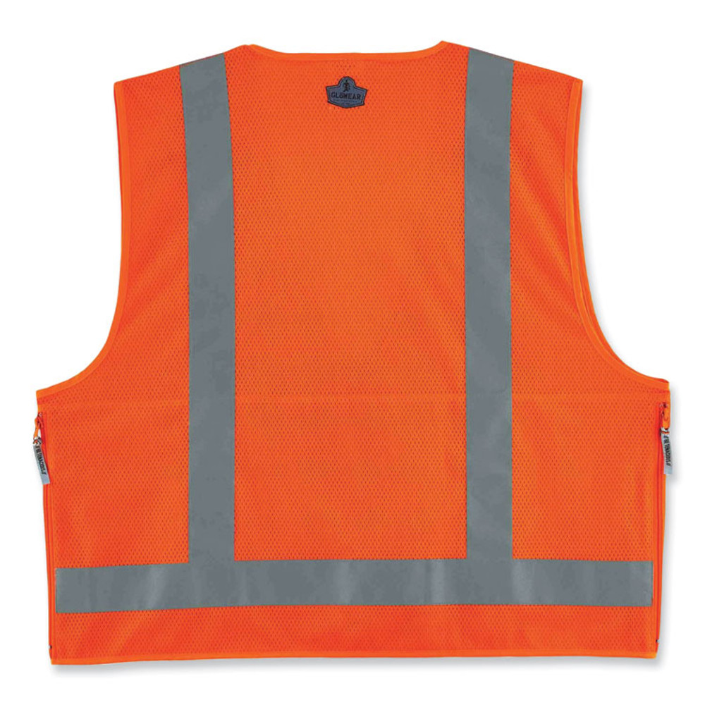 TENACIOUS HOLDINGS, INC. ergodyne® 21415 GloWear 8250Z Class 2 Surveyors Zipper Vest, Polyester, Large/X-Large, Orange