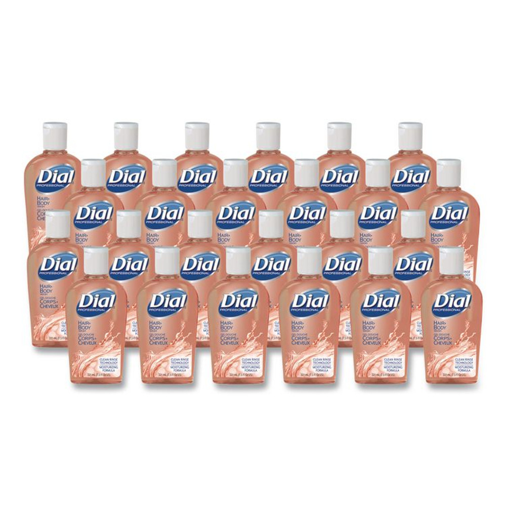 DIAL PROFESSIONAL 04014 Hair + Body Wash, Neutral Scent, 7.5 oz, 24/Carton