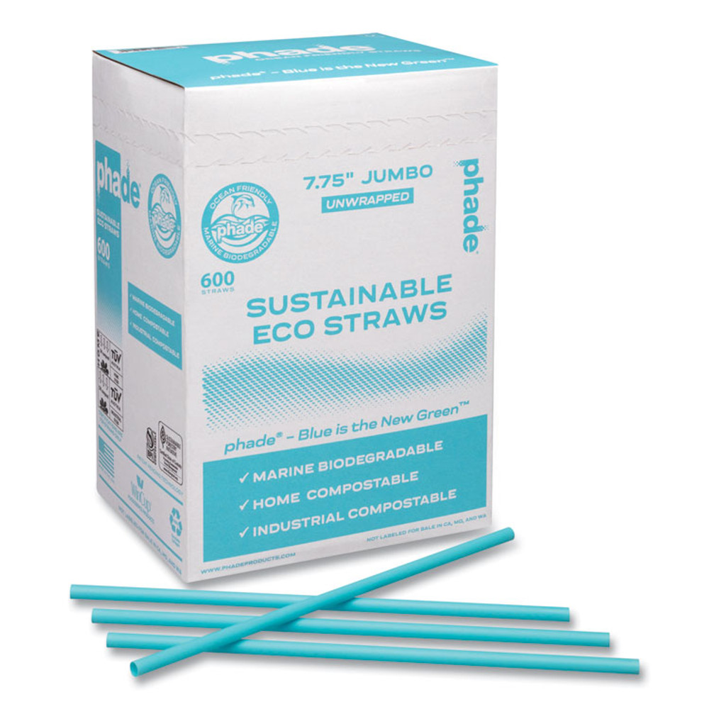 WINCUP CORPORATION phade™ 511203 Marine Biodegradable Straws, 7.75", Ocean Blue, 6,000/Carton