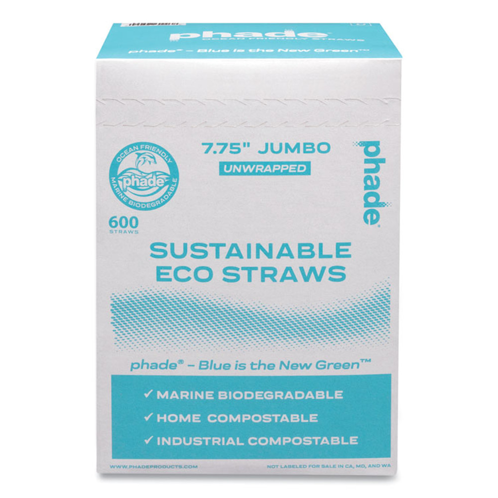 WINCUP CORPORATION phade™ 511203 Marine Biodegradable Straws, 7.75", Ocean Blue, 6,000/Carton