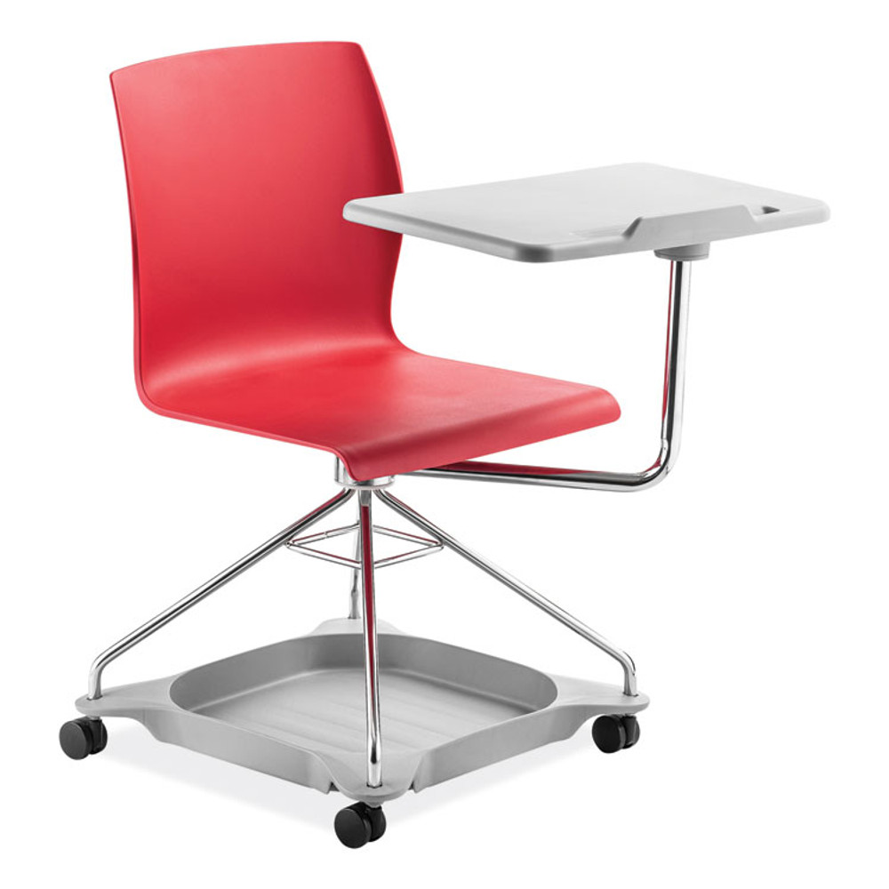NATIONAL PUBLIC SEATING NPS® COGO40 CoGo Mobile Tablet Chair, Supports Up to 440 lb, 18.75" Seat Height, Red Seat, Red Back, Chrome Frame