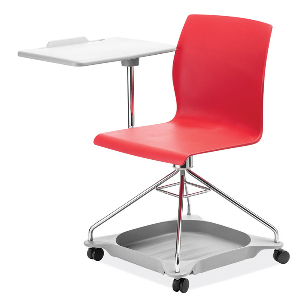 NATIONAL PUBLIC SEATING NPS® COGO40 CoGo Mobile Tablet Chair, Supports Up to 440 lb, 18.75" Seat Height, Red Seat, Red Back, Chrome Frame