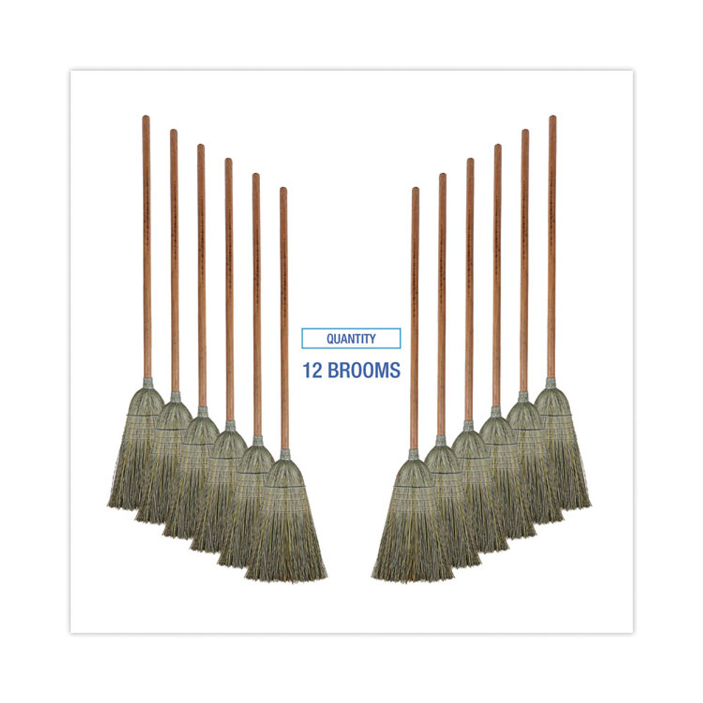 BOARDWALK 932YCT Warehouse Broom, Yucca Corn Fiber Bristles, 56" Overalll Length, Natural, 12/Carton