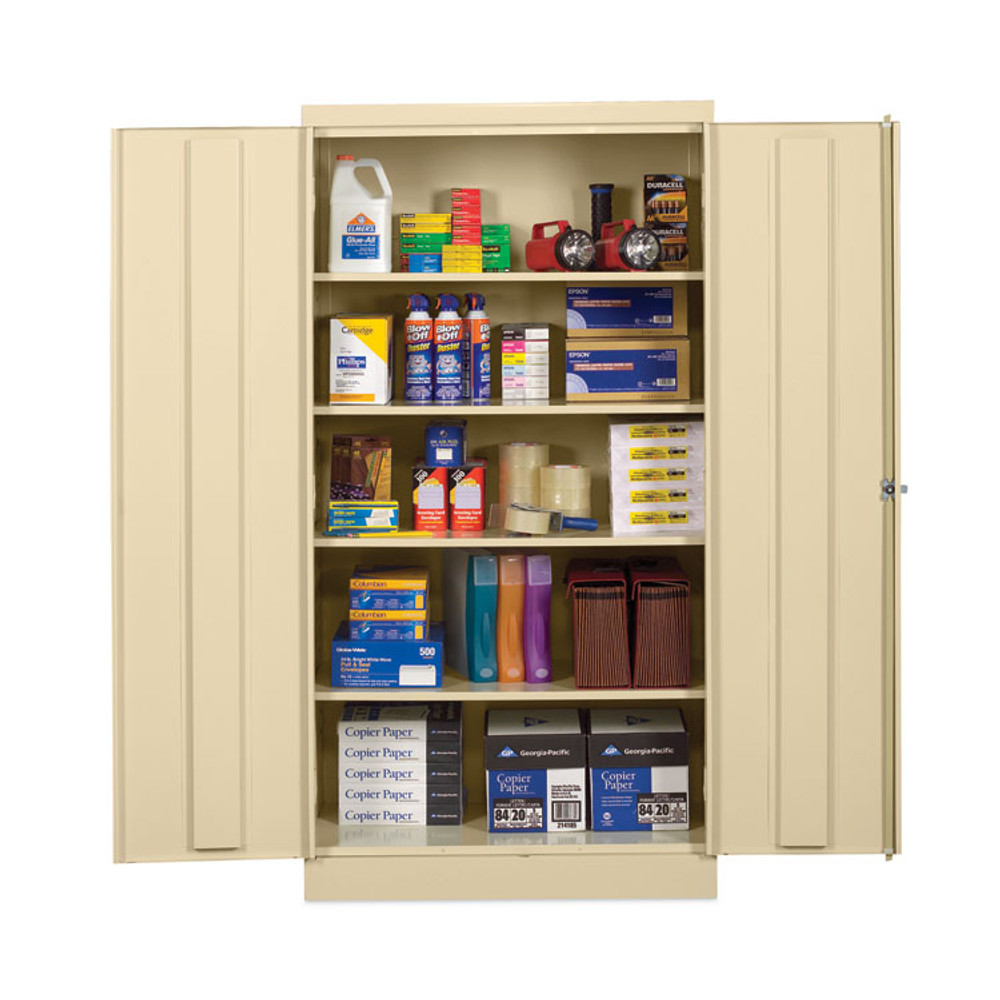ALERA CM7218PY Assembled 72" High Heavy-Duty Welded Storage Cabinet, Four Adjustable Shelves, 36w x 18d, Putty