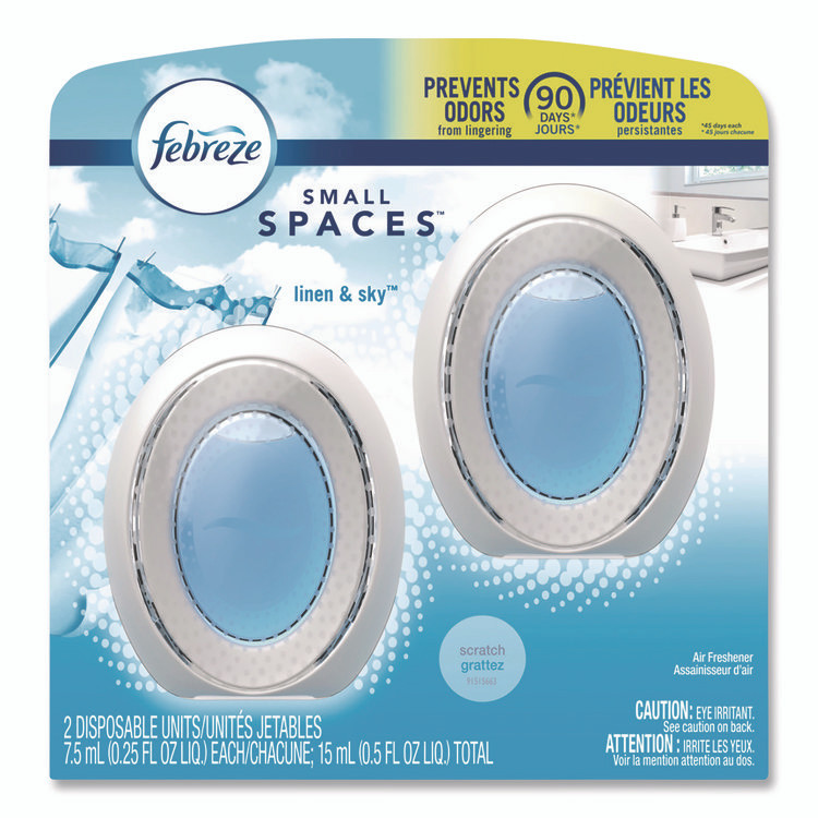 PROCTER & GAMBLE Febreze® 93326EA smallSPACES, Linen and Sky, 0.25 oz, 2/Pack