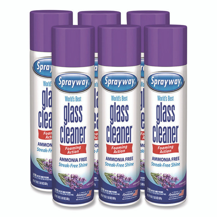 PLZ CORP Sprayway® SW5029 Glass Cleaner, Lavender, 19 oz Aerosol Spray, 6/Carton