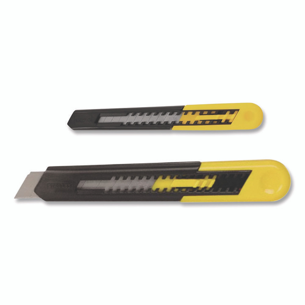 STANLEY BOSTITCH 10202 Two-Pack Quick Point Snap Off Blade Utility Knife, 9 mm and 18 mm Blades, Yellow/Black