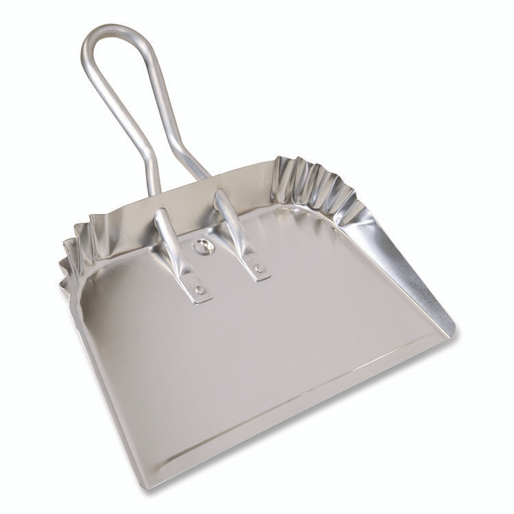 QUICKIE 428 Bulldozer Dust Pan, 17" w, Aluminum Handle, Silver
