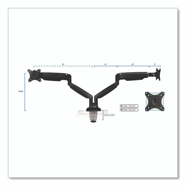 MOUNT-IT! MI1772BLACK Dual Monitor Gas-Spring Mounting Arm, For 13" to 32" Monitors, 360 Degree Rotation, +/-45 Degree Tilt, Black, Supports 20 lb
