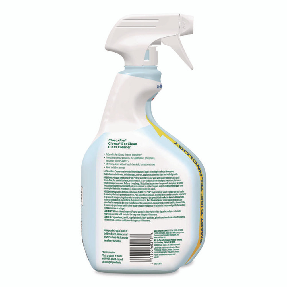 CLOROX SALES CO. 60277 Clorox Pro EcoClean Glass Cleaner, Unscented, 32 oz Spray Bottle