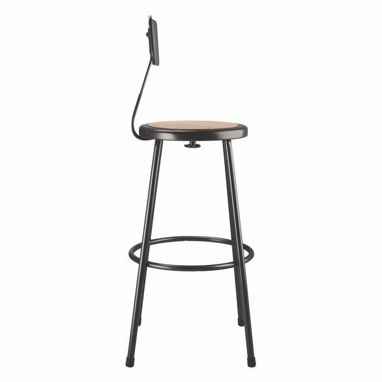 NATIONAL PUBLIC SEATING NPS® 6230B10 6200 Series Heavy Duty Steel Stool With Backrest, Supports Up to 500 lb, 30" Seat Height, Brown Seat, Black Back/Base
