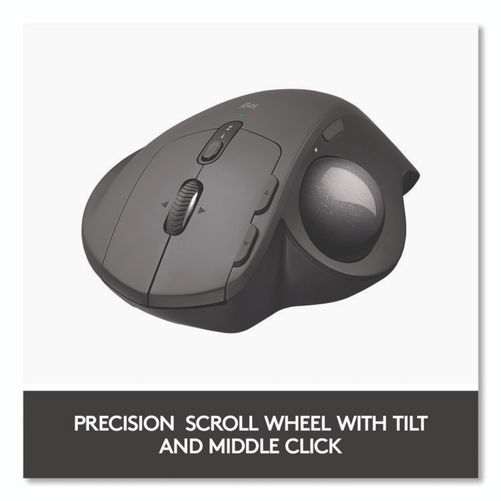 LOGITECH, INC. 2764655 MX Ergo Plus Advanced Wireless Trackball Mouse, 2.4 GHz Frequency/33 ft Wireless Range, Right Hand Use, Black