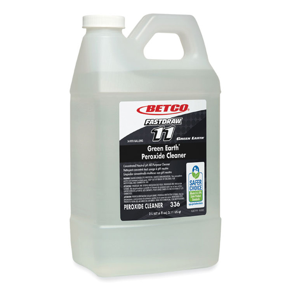 BETCO CORPORATION 3364700 Green Earth FastDraw Peroxide Cleaner, Fresh Mint Scent, 2 L Bottle, 4/Carton