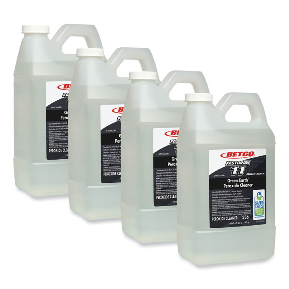 BETCO CORPORATION 3364700 Green Earth FastDraw Peroxide Cleaner, Fresh Mint Scent, 2 L Bottle, 4/Carton