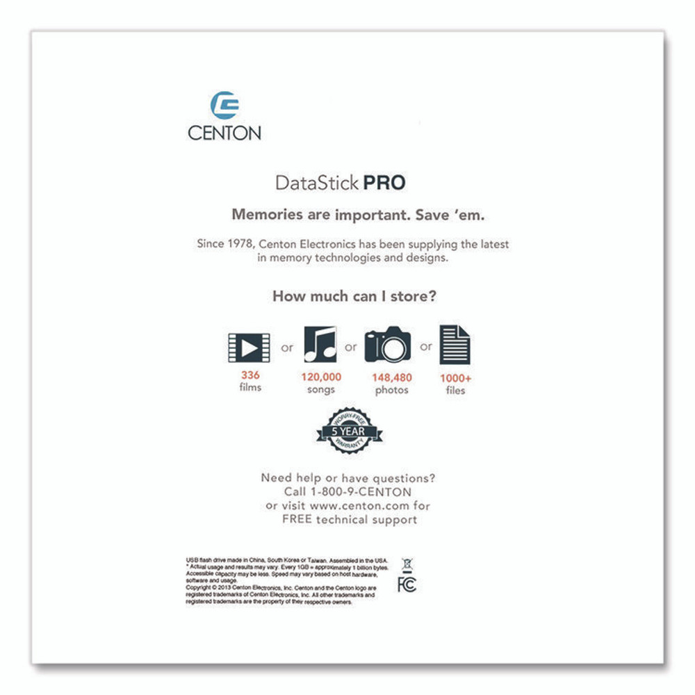 CENTON ELECTRONICS INC. S1U3P6512G DataStick Pro USB 3.2 Type A Flash Drive, 512 GB, Black