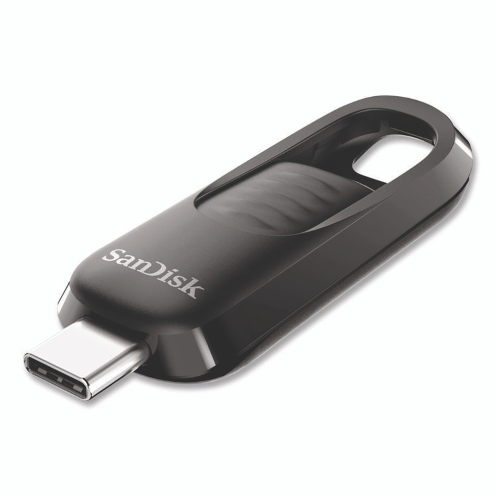 SANDISK CORPORATION SDCZ480128GA Ultra Slider USB 3.2 Type C Flash Drive, 128 GB, Black