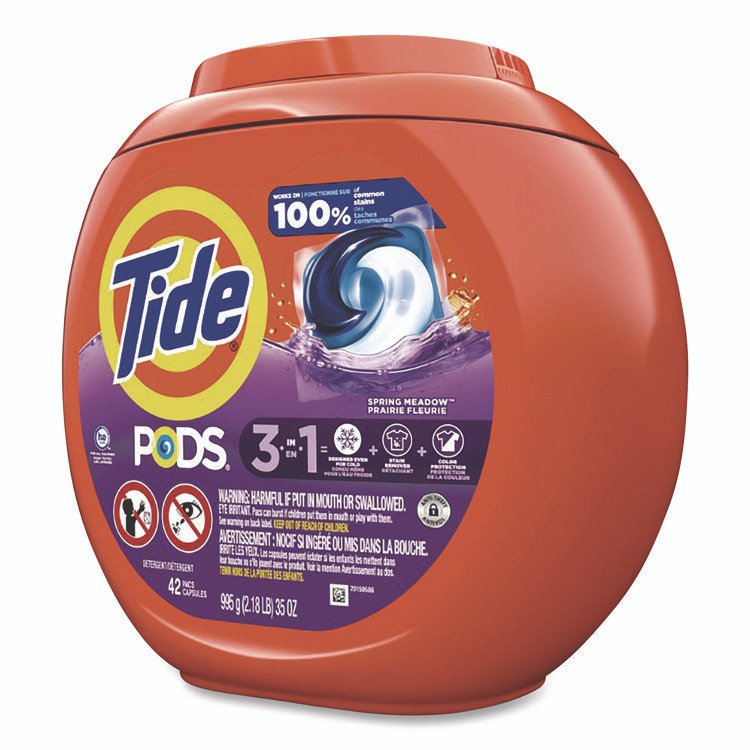 PROCTER & GAMBLE Tide® 9924 PODS Laundry Detergent, Spring Meadow, 35 oz Tub, 42 Pods/Tub