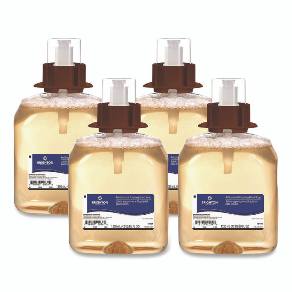BRIGHTON PROFESSIONAL BPR59207 Antibacterial Foaming Hand Soap Refill for BP Dispensers, Orange Scent, 1,250 mL, 4/Carton