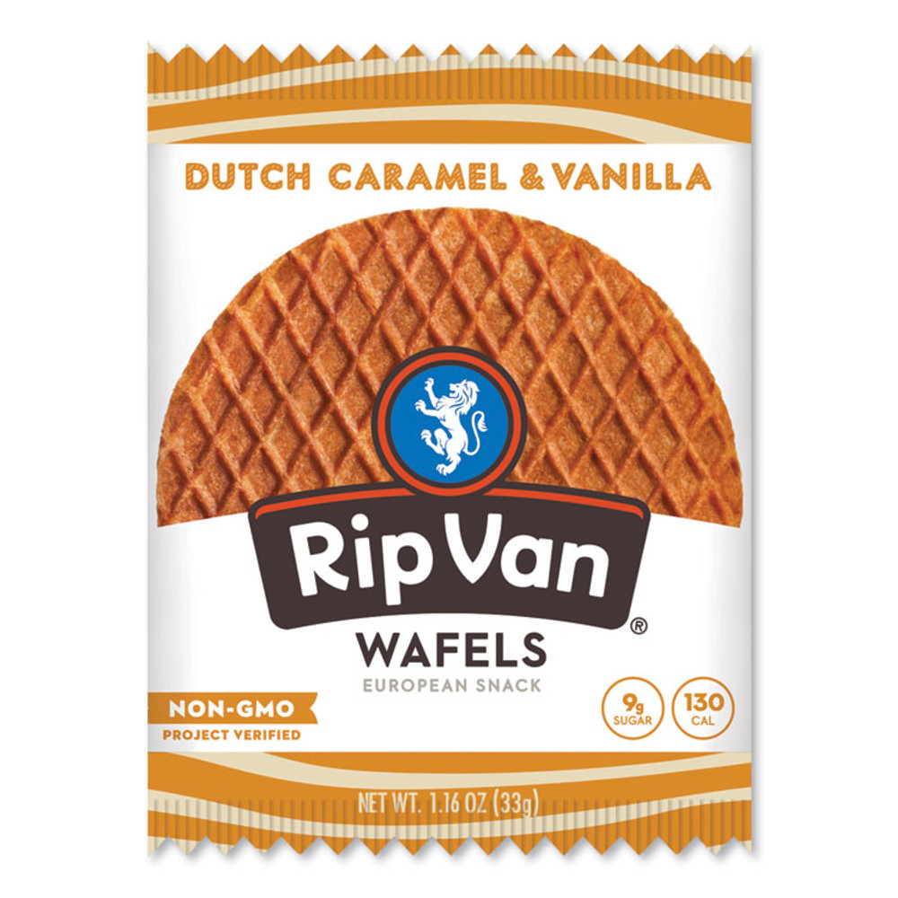 RIP VAN 00334 Wafels - Single Serve, Dutch Caramel and Vanilla, 1.16 oz Pack, 12/Box