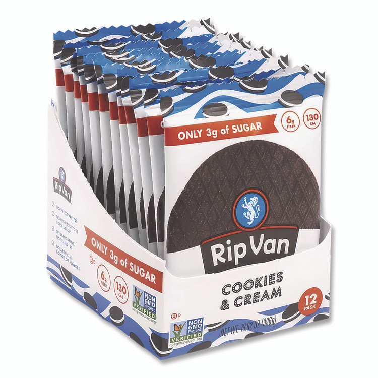 RIP VAN 00388 Wafels - Single Serve, Cookies and Cream, 1.16 oz Pack, 12/Box