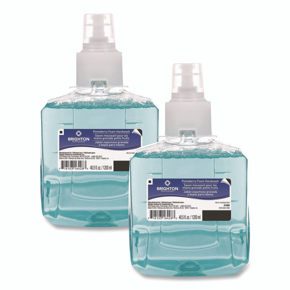 BRIGHTON PROFESSIONAL 21900 Foaming Hand Soap Refill for BP Dispenser, Pomeberry Scent, 1,200 mL, 2/Carton