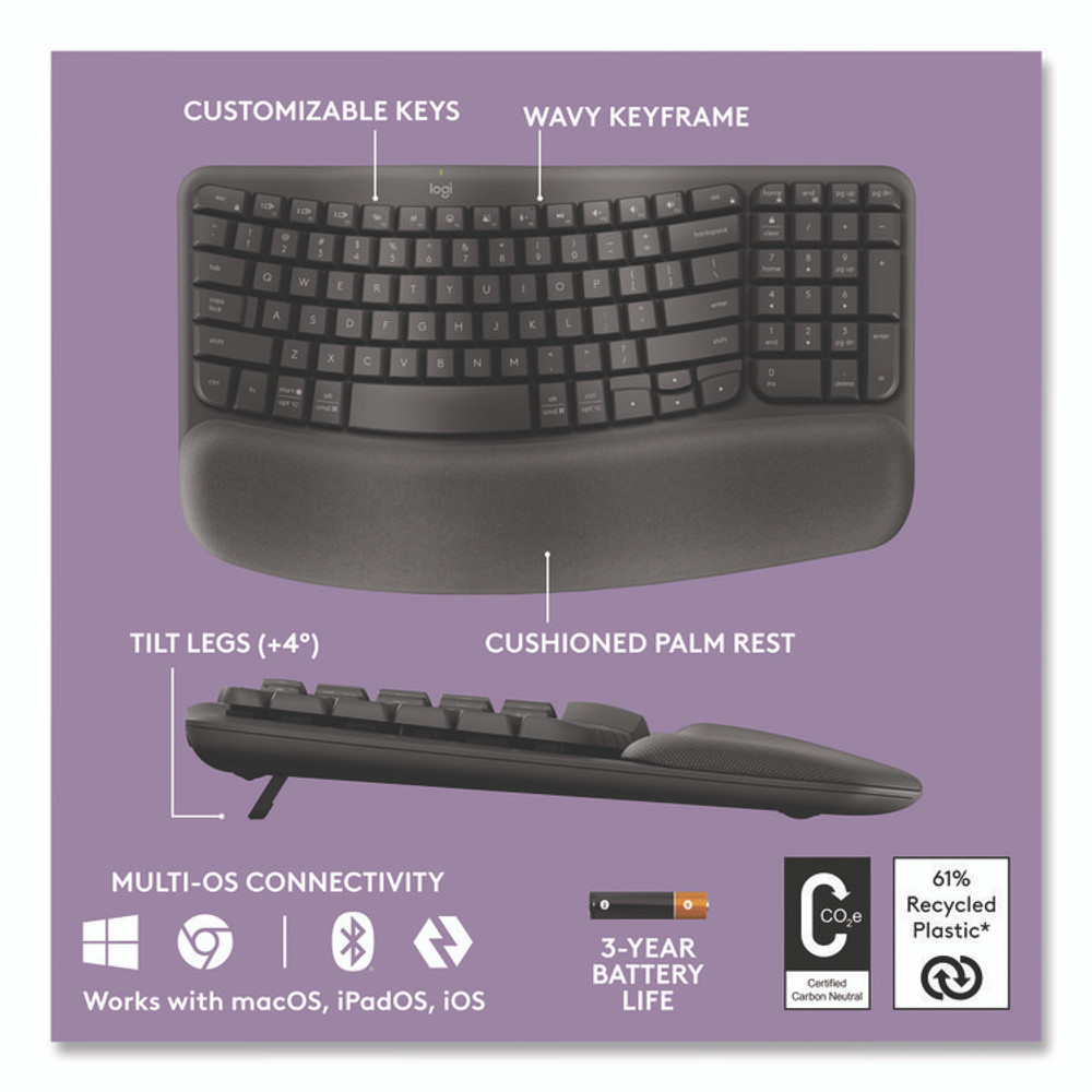 LOGITECH, INC. 920011898 ERGO Wave Keyboard for Business, Graphite