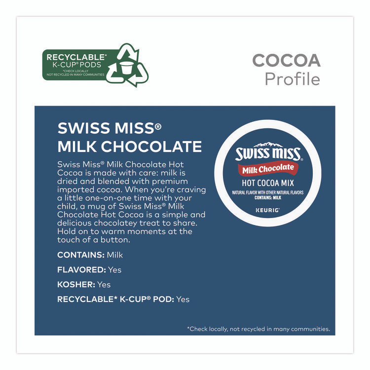 KEURIG DR PEPPER Swiss Miss® 2259481 Milk Chocolate Hot Cocoa K-Cups, 0.65 oz, 44/Box