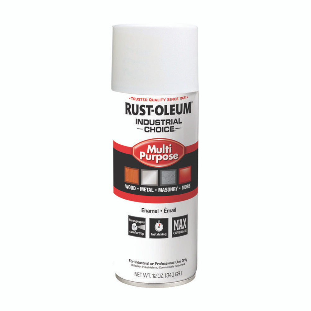 RUST-OLEUM CORPORATION 1692830V Industrial Choice 1600 System Multi-Purpose Enamel Spray Paint, Gloss White, 12 oz Aerosol Can, 6/Carton
