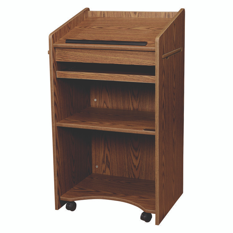 NATIONAL PUBLIC SEATING Oklahoma Sound® 600MO Aristocrat Non-Sound Lectern, 25 x 20 x 46, Oak