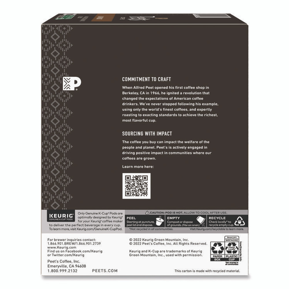 PEETS Peet's Coffee & Tea® 65470 Major Dickason's Blend K-Cups, 0.44 oz, 88/Carton