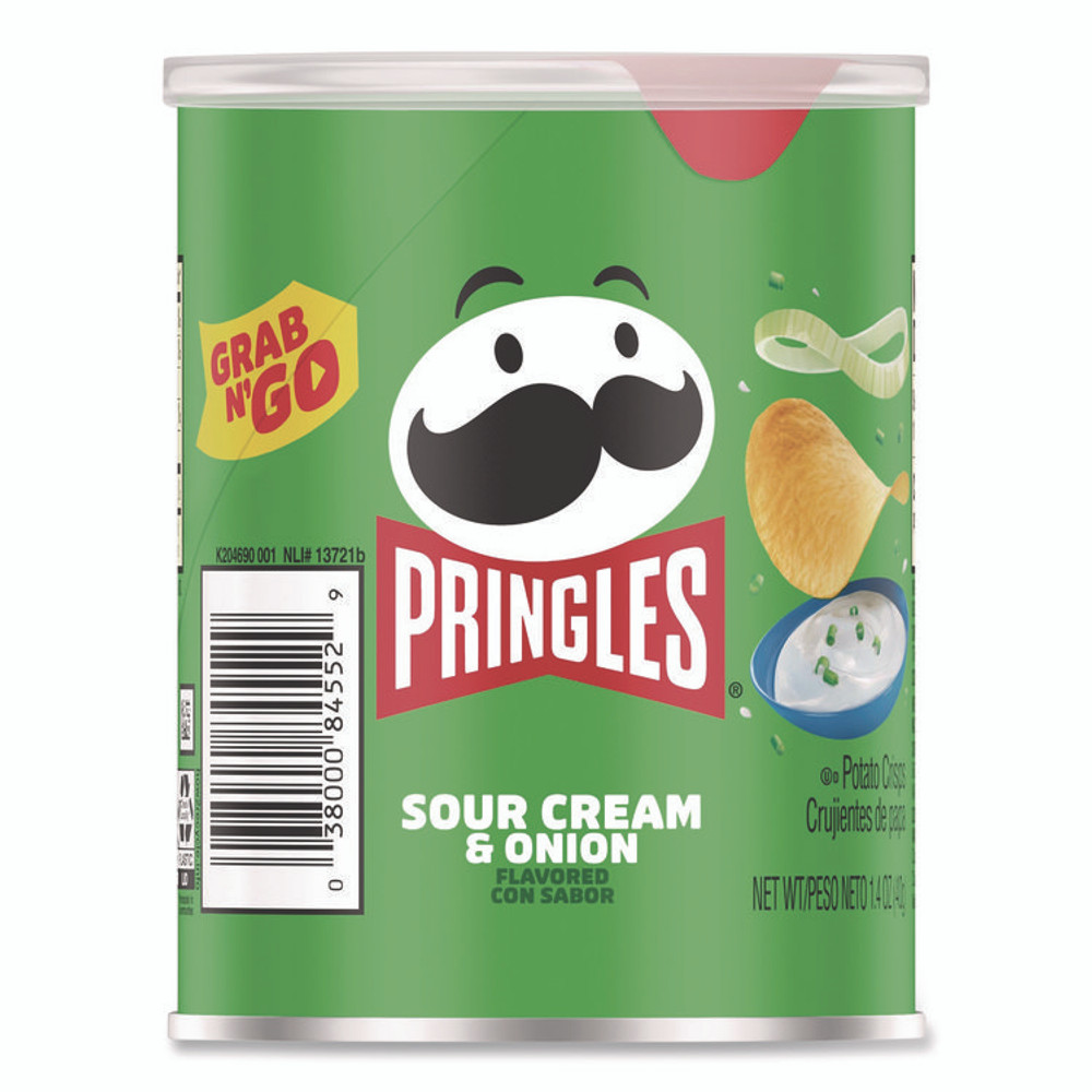 KELLOGG'S Pringles® KEE16673 Grab and Go sour Cream and Onion Crisps, 1.4 oz Cans, 12/Box
