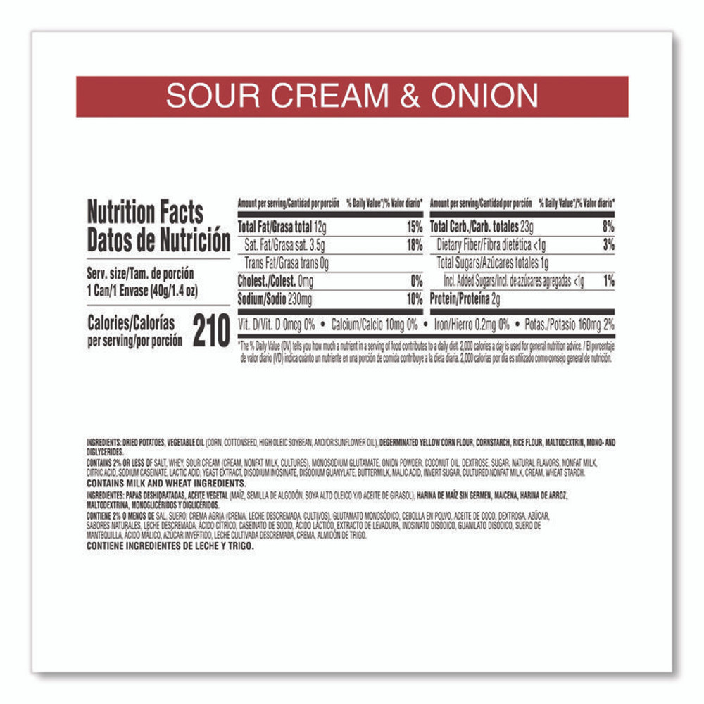 KELLOGG'S Pringles® KEE16673 Grab and Go sour Cream and Onion Crisps, 1.4 oz Cans, 12/Box
